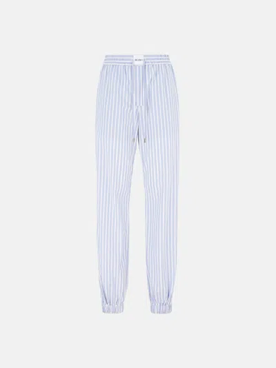 Attico White And Navy Blue Long Pants In White/navy Blue