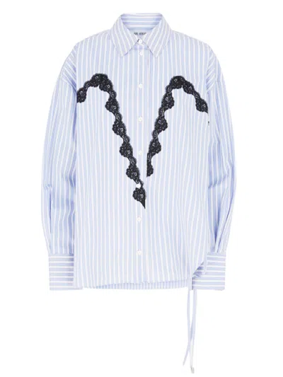 ATTICO WHITE AND NAVY BLUE SHIRT