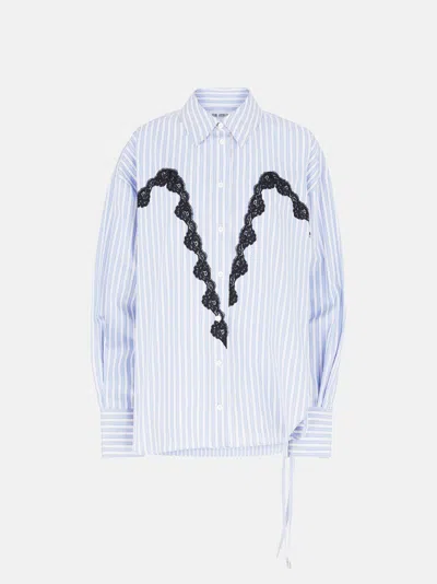 Attico White And Navy Blue Shirt In White/navy Blue