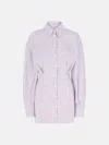 Attico White And Purple Striped Mini Shirt Dress In White/purple