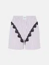 Attico Mini Striped Short Pants For Women In White/purple