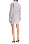 Attico White And Purple Striped Mini Shirt Dress