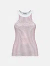 Attico White Tank Top With Multicolor Rhinestone In Jersey Woman In White/red