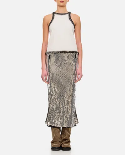 ATTICO WHITE AND SILVER MIDI DRESS