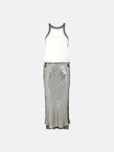 ATTICO WHITE AND SILVER MIDI DRESS