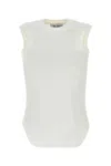 Attico Crew Neck Sleeveless Top In Soft Fabric In White