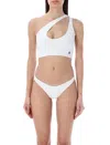 Attico Logo-embroidered Ribbed Bikini In White