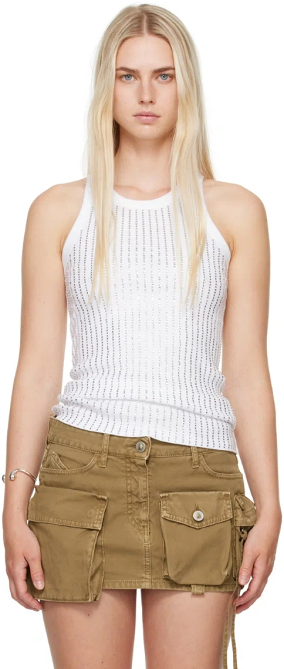 Attico White Crystal Tank Top