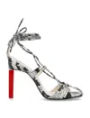 Attico Adele Snakeskin-print Sandals In Black And White Leather Woman In White