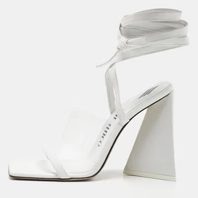 Pre-owned Attico White Leather And Pvc Isa Ankle Wrap Sandals Size 38
