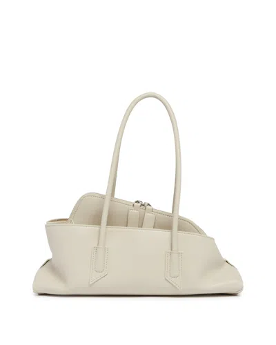 Attico White Leather La Passeggiata Small Bag In White Bianco   #ffffff