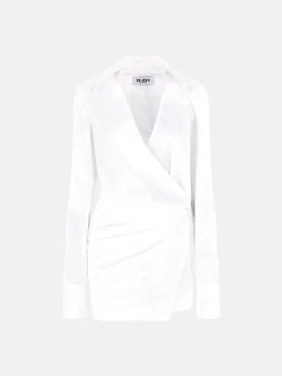 Attico Mini Wrap Chemisier Dress With In White