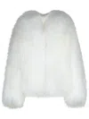 Attico Wide-sleeve Shearling Jacket In White