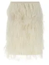 Attico Elastic Waistband Feather Detailed Skirt In White