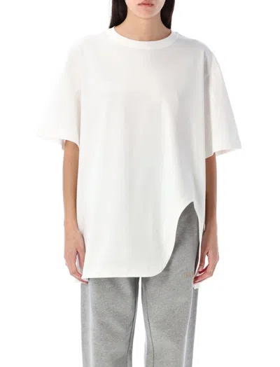 Attico Asymmetric Crew Neck T-shirt With Short Sleeves In White