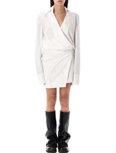 ATTICO WHITE POPELINE SHIRT MINI DRESS