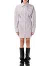 Attico White And Purple Striped Mini Shirt Dress In White