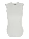 Attico Crew Neck Sleeveless Top In Soft Fabric In White