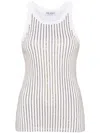 Attico White Tank Top With Multicolor Rhinestone In Jersey Woman In White