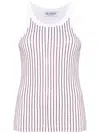 Attico White Tank Top With Multicolor Rhinestone In Jersey Woman In White