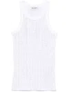 Attico White Tank Top With White Rhinestone