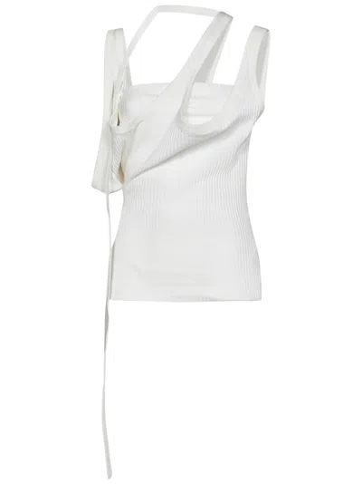 Attico Ribbed Cotton Jersey Top In White