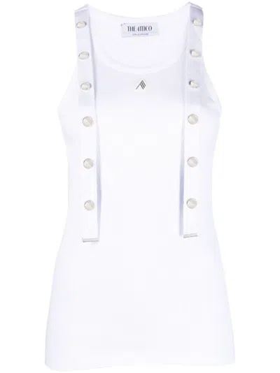 ATTICO WHITE RIBBED COTTON TANK TOP