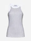 Attico White Tank Top With Multicolor Rhinestone In Jersey Woman