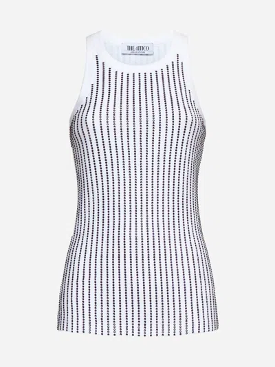 ATTICO WHITE RIBBED FULL HOTFIX TOP