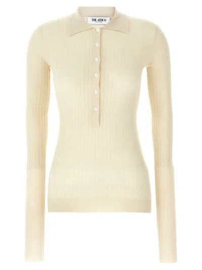 ATTICO WHITE RIBBED SWEATER