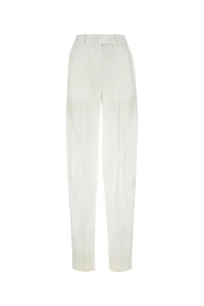 Attico Satin Waistband Pleated Trousers In White