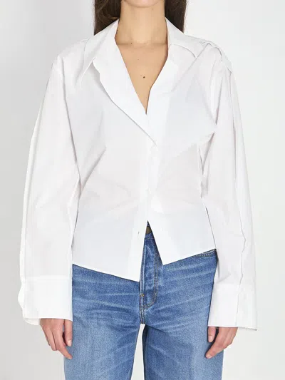 Attico Asymmetrical V-neck Shirt In White