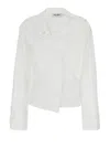 Attico White Shirt With Asymmetric Design And Buttoned Cuffs In Cotton Wo In White