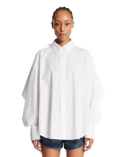 Attico Cape-effect Embroidered-logo Shirt In White