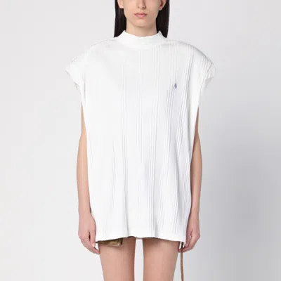 ATTICO THE ATTICO WHITE SLEEVELESS COTTON TANK TOP WITH LOGO