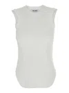 Attico Crew Neck Sleeveless Top In Soft Fabric In White
