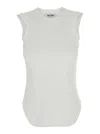 Attico White Sleeveless Crewneck Top With Tonal Logo Embroidery On The Front In Cotton Woman In White