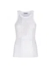 Attico Crew Neck Perforated Ribbed Sleeveless Tank Top In White