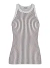 Attico White Tank Top With Multicolor Rhinestone In Jersey Woman In White