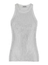 Attico White Tank Top With White Rhinestone In White
