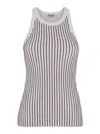 Attico White Tank Top With Multicolor Rhinestone In Jersey