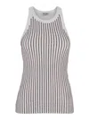 Attico White Tank Top With Multicolor Rhinestone In Jersey Woman In White