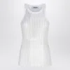 Attico Crew Neck Perforated Ribbed Sleeveless Tank Top
