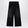 Attico Wide Black Washed Denim Jeans In Multi