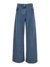 Attico Blue Wide Jeans With Double Waistline In Denim Woman In Blue