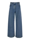Attico Blue Wide Jeans With Double Waistline In Denim Woman In Blue
