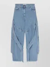 Attico Wide Jeans With Ribbons And Unique Seams In Blue