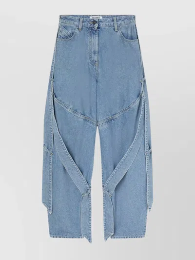ATTICO WIDE JEANS WITH RIBBONS AND UNIQUE SEAMS