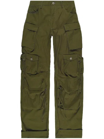 Attico Fern Canvas Straight-leg Cargo Pants In Military