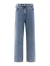 Attico Embroidered-logo Straight-leg Jeans In Azul